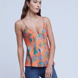 L'AGENCE Lexi Orange Parrot Print Cami (108)